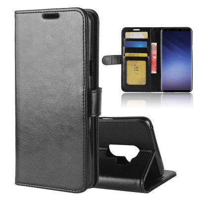 三星手機殼 適用于三星Galaxy S9 PLUS手機皮套 手機殼 瘋馬紋錢包插卡保護套 手機保護殼 手機套 手機保護套