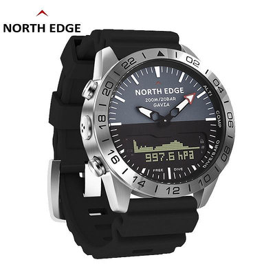 2020新款 彩色硅膠戶外手表 NORTH EDGE高度氣壓潛水表 雙顯示防水 運動表 男生禮物 man's watch