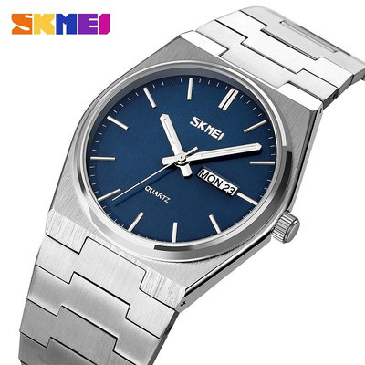 Skmei 品牌日本石英機芯男士手錶豪華商務不銹鋼手錶男士夜光 3Bar 防水鐘