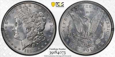 213- 1887年P版美國摩根銀幣PCGS MS64 摩根