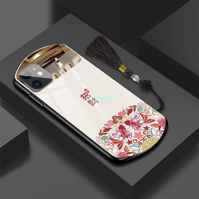 iphone13手機殼潮殼館橢圓形玻璃殼帶補妝鏡適用於 iPhone 14 XS XR 6S 7/8plus se