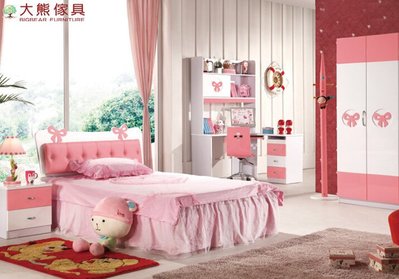 【大熊傢俱】860 粉色兒童床 單人床 四尺床 床台 公主床 兒童床組 另售 五尺床 衣櫃 書桌