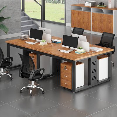 辦公桌椅組合4人6人位職員桌雙人位卡座現代簡約帶屏風電腦桌工位【規格不同價格不同】
