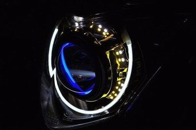 SYM RX GR GT共用 遠近魚眼HID大燈模組改裝 黃金甲飾圈 LED內外光圈 天使眼 惡魔眼 飾圈 40W55W