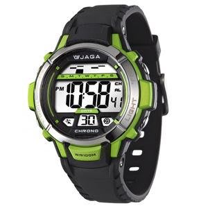 JAGA捷卡 防水多功能電子錶 運動錶 學生錶 女錶 M1048A-AF 黑綠【時間玩家】