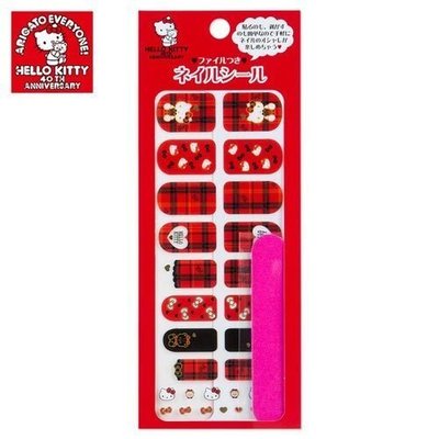 玫瑰默契＊Hello Kitty紅色蘇格蘭40周年限定~彩繪指甲貼片特價
