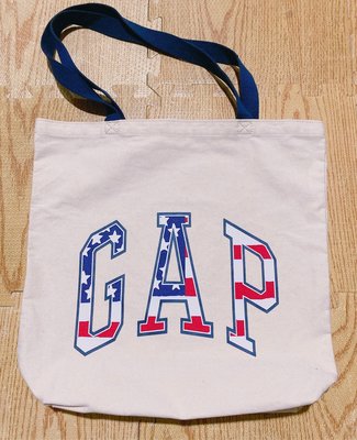 特價出清~GAP 美國品牌 美國品牌LOGO帆布袋 購物袋 側背包（米白色）