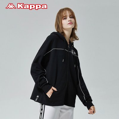 【熱賣精選】Kappa卡帕落肩外套女運動衛衣休閑針織開衫帽衫印花上衣