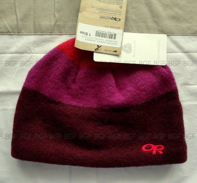 (寶金坊) OR Outdoor Research Gradiant Beanie 透氣羊毛保暖帽護耳帽 加厚暗紅/紫色