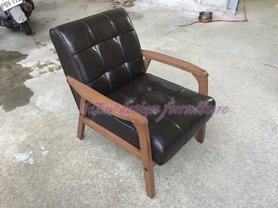 【N D Furniture】台南在地家具-復刻版耐水耐磨橡膠木實木類馬鞍亮皮單人沙發MC