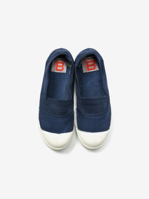 代購 法國bensimon純手工製有機棉 基本款海軍藍色鬆緊帶帆布鞋