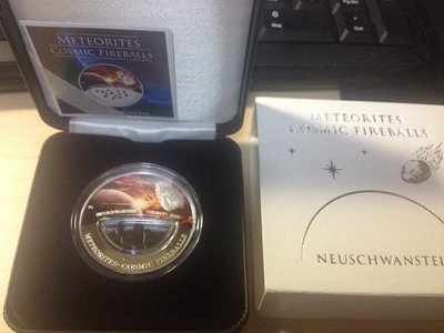 珍品收藏閣天文銀幣 斐濟 2012年 德國新天鵝堡 玻璃隕石 原盒證 首枚