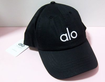 保證真品！洛杉磯LA瑜珈運動品牌Alo Yoga白色經典logo黑色運動遮陽帽/棒球帽/鴨舌帽/時尚潮流運動造型老帽女帽