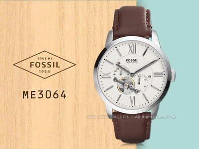 FOSSIL 手錶 專賣店 ME3064 男錶 石英錶 真皮錶帶 自動上鏈機芯防水 全新品 保固一年 開發票