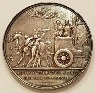 法國銀章1814 France Louis XVIII The Restoration Silver Medal.