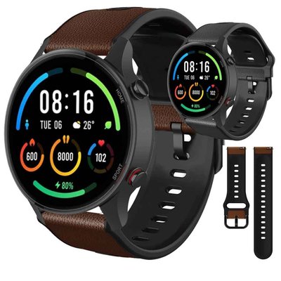 森尼3C-於小米 MI 手錶全球版錶帶運動手鍊替換腕帶的 22 毫米皮革錶帶 MI 手錶 S1 Active-品質保證