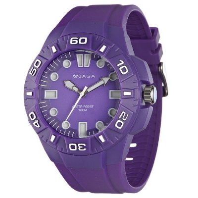 JAGA 捷卡 AQ1080 防水指針錶-紫/48mm