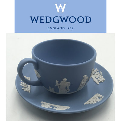 【皮老闆二店】 二手真品 WEDG WOOD 英國瓷器 白玉浮雕  英式下午茶杯組 咖啡杯組 紅732
