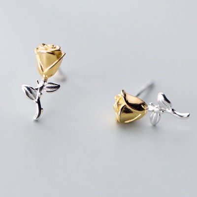 香港正生純銀 HK玫瑰花耳環 925純銀 氣質 造型 如意貓