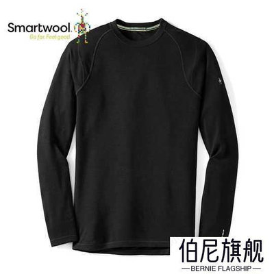 SmartwoolSW 黑男 NTS 美麗諾羊毛長袖衫內層保暖衣衛生衣中量保溫圓領羊毛衣-伯尼旗艦
