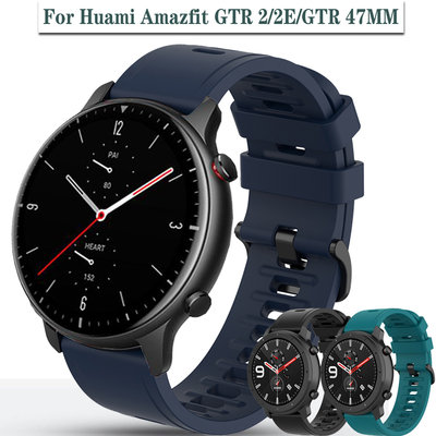 華米Huami Amazfit Gtr 2 2e Gts 大孔洞矽膠矽膠錶帶 20/22mm替換錶帶 透氣運動錶帶