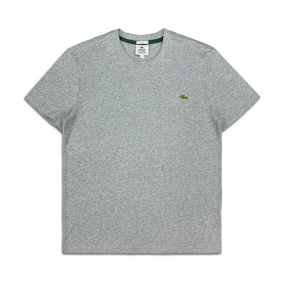 [稀有品] Lacoste L!VE Live 法國鱷魚 菸灰色水波紋素面底 金標鱷魚金屬LOGO短袖T恤 XL號