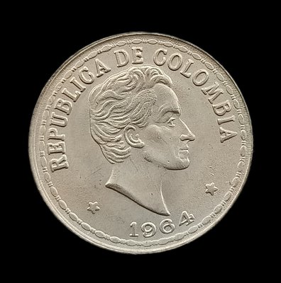 哥倫比亞 1965年 哥倫比亞國徽 20分 鎳幣 2593 品相好