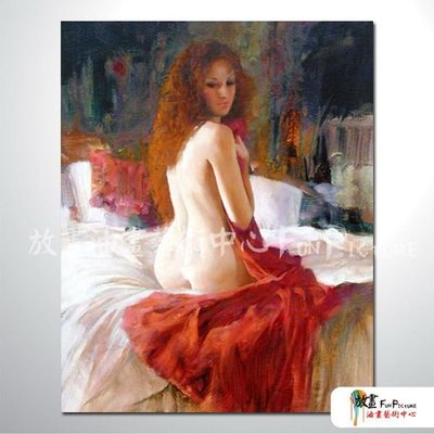 【放畫藝術】印象人體12 純手繪 油畫 直幅 紅色 暖色系 裸體 裸女 藝術 時尚 浪漫 旅館 酒店 情趣 裝潢