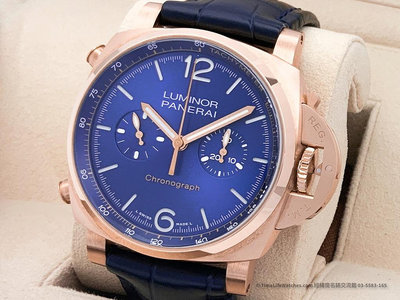 【經緯度名錶】PANERAI 沛納海 Luminor Goldtech™ PAM1111 玫瑰金版本 藍色錶盤 TLW68034