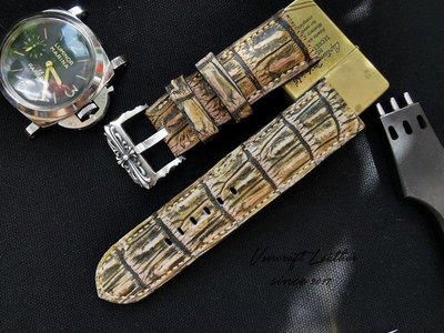 純手工訂製復古小骨鱷魚皮錶帶適用勞力士沛納海萬國歐米伽配件