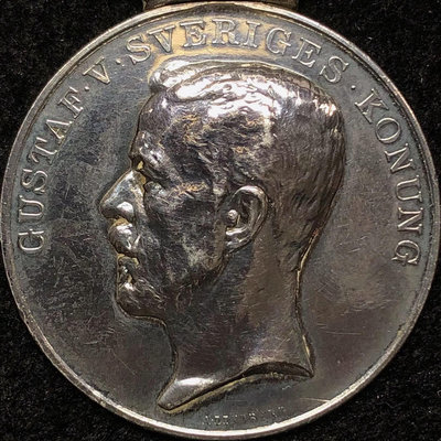 瑞典1935年古斯塔夫五世像銀章 @Lindberg