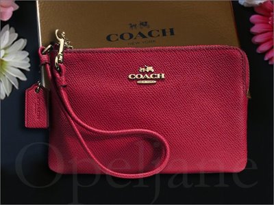 COACH 黑紅紫色防刮真皮手拿包手腕包有卡片夾層袋 可放 iphone 5 6 7 手機精緻應禮盒裝 愛COACH包包