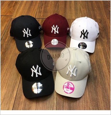 帝安諾-New era洋基帽 & New Era LA 9Forty Cap 電繡logo老帽 NY老帽 黑 白 酒紅