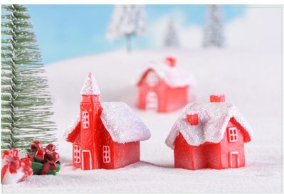 【微景小舖】聖誕節 紅色雪房子 糖果色別墅 微景觀居家裝飾園藝造景 拍攝道具擺飾 迷你場景佈置 療癒小物 DIY櫥窗佈置