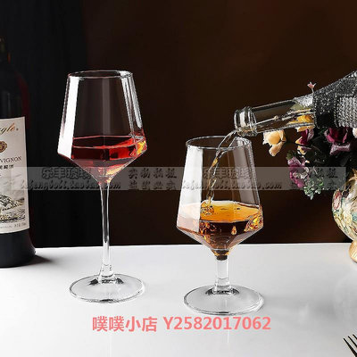 小眾八棱角高腳紅酒杯家用大號矮腳白蘭地干紅葡萄酒杯藝術玻璃杯