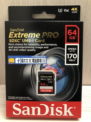 貓太太【3C電腦賣場】SanDisk Extreme Pro 64GB SDSDXXY-064-X46 170MB/s