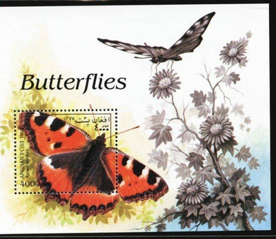 (9 _ 9)~-阿富汗小型張---1998年---蝴蝶---外拍