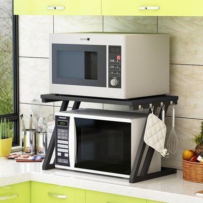微波爐置物架 廚房置物架2層調料架烤箱架多功能收納架廚房落地置物架XBDshk促銷