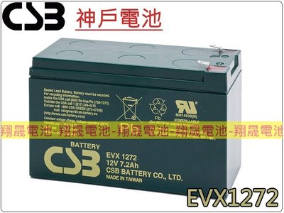 彰化員林翔晟電池-神戶電池CSB EVX1272 壽命超越NP7-12 PE12V7.2 WP7.2-12 WP7-12