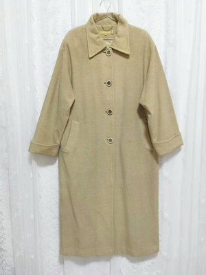 中古vintage 韓國制 羊毛80大長款寬松版型挽袖大衣