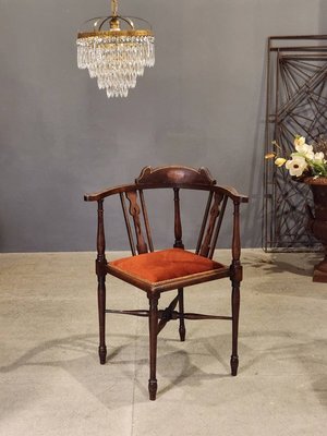 英國 手工嵌木  胡桃木雕刻  優雅  藝術  轉角椅  古董椅 ch0979【卡卡頌  歐洲古董】✬