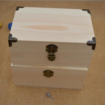 熱銷 帶鎖木盒收納盒實木復古大號木盒證件收納盒廠家直銷木盒子禮品盒~特價*