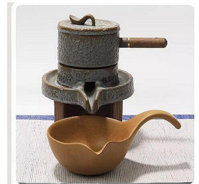懶人石磨茶具套裝陶瓷家用簡約防燙過濾網旋轉茶壺自動創意茶具