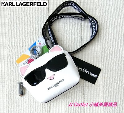 [美國購回 Karl Lagerfeld, 現貨在台]全新卡爾·拉格斐(老佛爺)可愛咪咪掛帶零錢包(附購証)