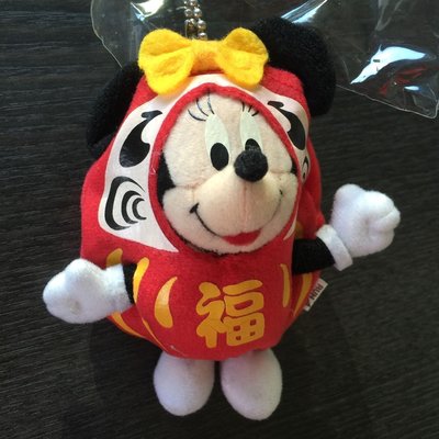 ❤Lika小舖❤台灣獨家 現貨 日本帶回 正版迪士尼 群馬限定 米妮達摩不倒翁造型 珠鍊吊飾 娃娃 布偶 玩偶