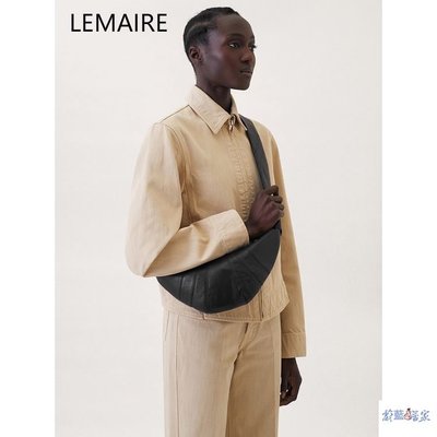 【熱賣精選】Lemaire法式小眾設計羊皮高級質感可頌牛角包女真皮斜挎餃子包包