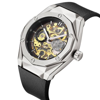 熱銷 手錶腕錶PAULAREIS全自動機械鏤空玫瑰金膠帶男錶 AUTOMATIC WATCH