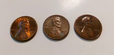 【觀天下‧郵幣天地】AC-104-2 美國老錢幣 ONE CENT 林肯總統1982 1983 1984 《 三枚一拍》