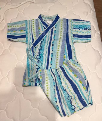 AKACHAN 阿卡將 兩件式甚平 海 日本製 寶寶和服 浴衣 成套居家服 春夏 二手童裝