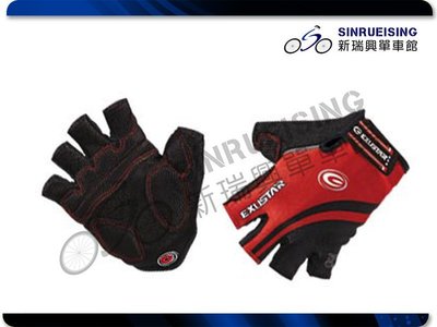 【阿伯的店】EXUSTAR E-CG170 自行車小羊皮短指手套-紅x黑 #YE1112